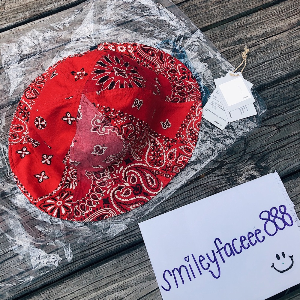 Visvim Rare Red Bandanna Bucket Hat